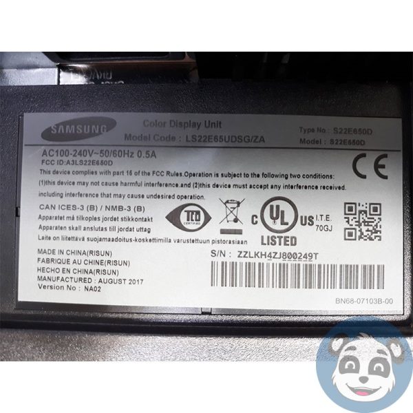 SAMSUNG LS22E65UDSG/ZA, 22" LCD Widescreen Monitor , DP / DVI / VGA, USB, "B"-37397