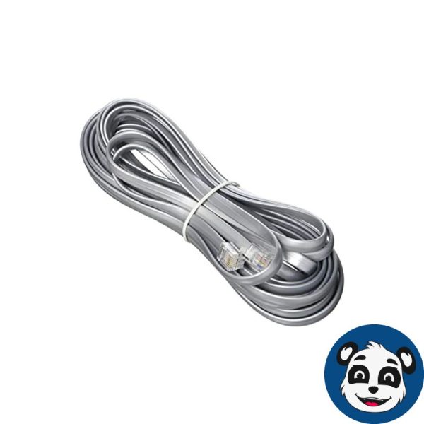 Lot Of 6 - 25 ft Telephone Cable Reverse Phone Cord RJ11 6P4C Telephone Grey-0