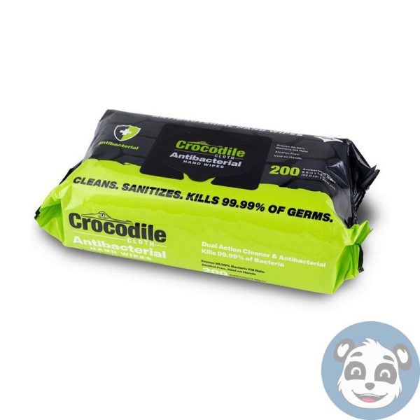 Crocodile Cloth 6102, 8.7 X 8 in. Anti-Bacterial Hand Wipes Cloths , 200 Wipes.-30923