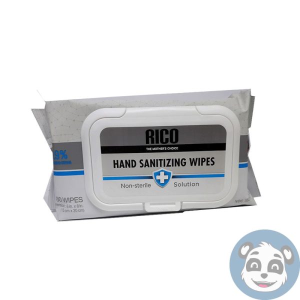 Rico , 6 X 8 in. Hand Sanitizing Wipes Cloths , 80 Wipes.-26860