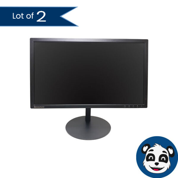 Lot of 2 LENOVO ThinkVision T2424pA 24" LCD Widescreen Monitors VGA/HDMI - "B"