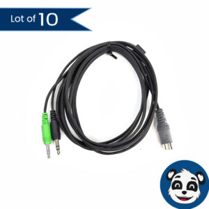 Lot of 10 8ft Stereo Plugs 2 x 3.5mm Male to 6-Pin S-Video Male Cables - "NEW"