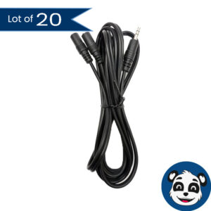 Lot of 20 – 6ft 3.5mm Stereo Audio Male to 2x Females Extension Cord. New