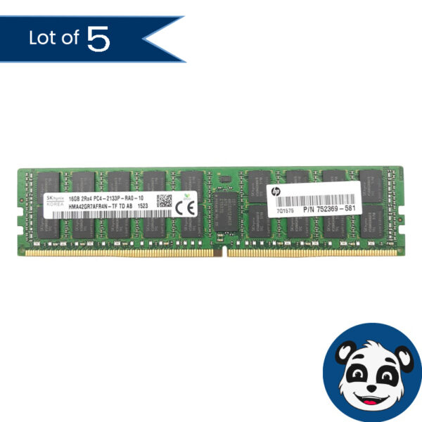 Lot of 5 SK Hynix 16GB 2Rx2 PC4-2133P-RA0-10 Server Memory – “A”