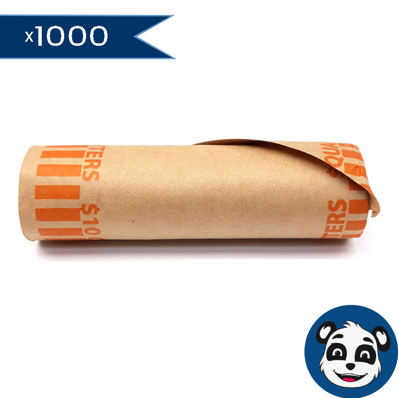 1000 Rolls Preformed Coin Wrappers Paper Tubes For QUARTERS (Holds $10 Each)