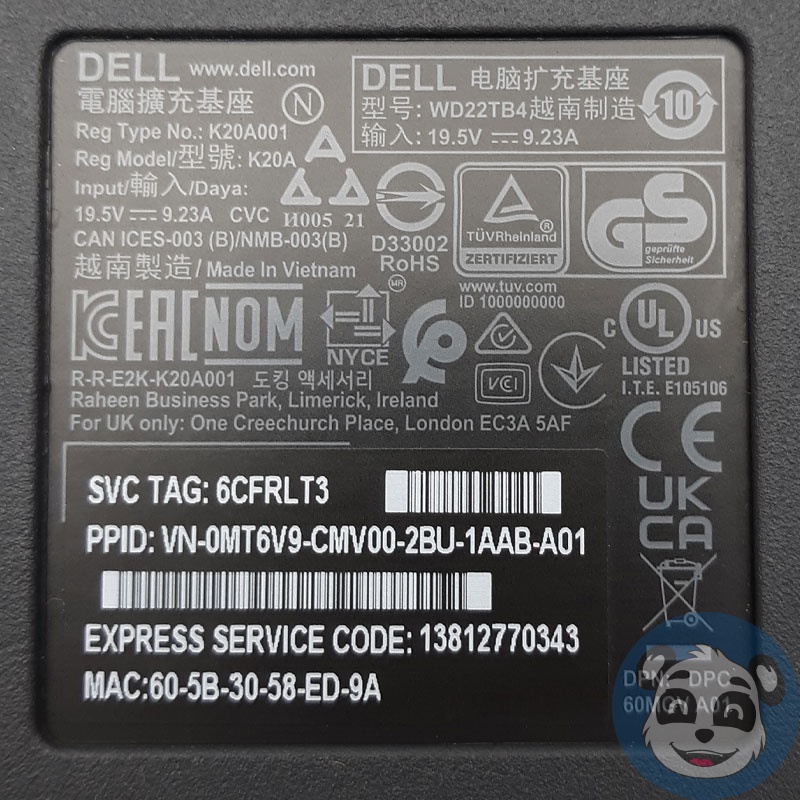 DELL WD22TB4 / K20A001 Docking Station, No Power Supply - "B" - Image 7