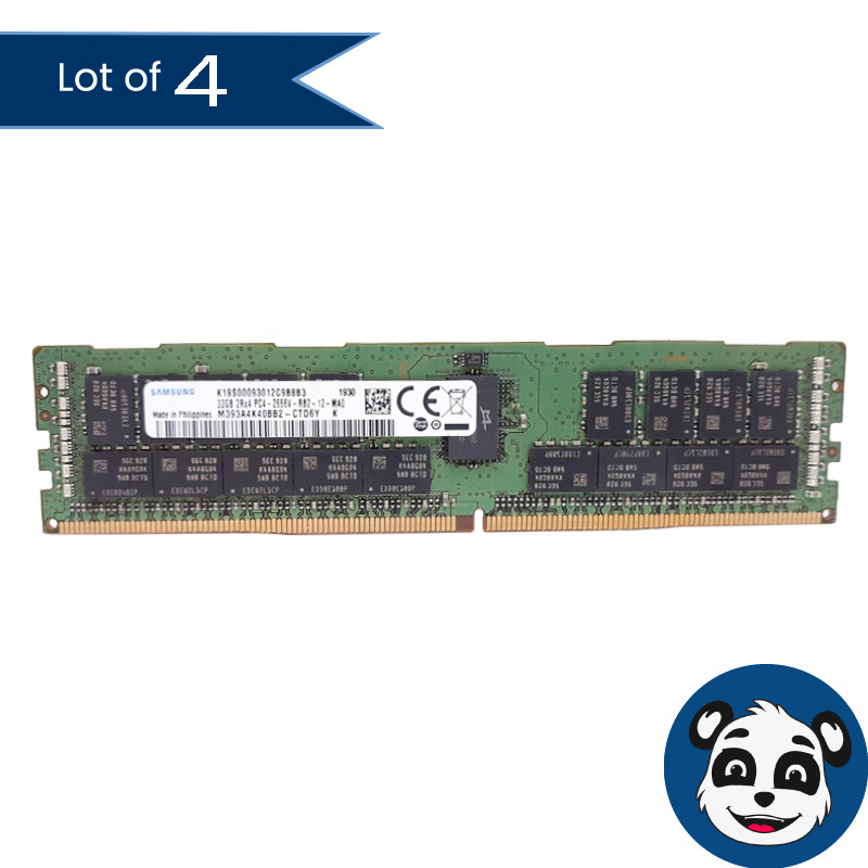 Lot of 4 SAMSUNG 32GB 2RX4 PC4-2666V-RB2-12-MA0 Server RAMs - "A"