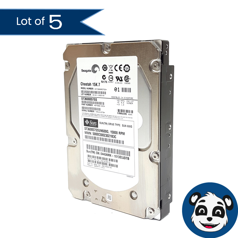 Lot of 5 SEAGATE CHEETAH 15K.7 ST3600057SS 600GB 3.5" SAS HDDs - "A"