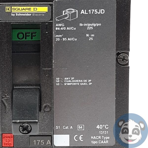 SQUARE D PowerPact JGF36175SOYE 175A 3P Circuit Breaker JG 250 AL175JD - "B" - Image 7