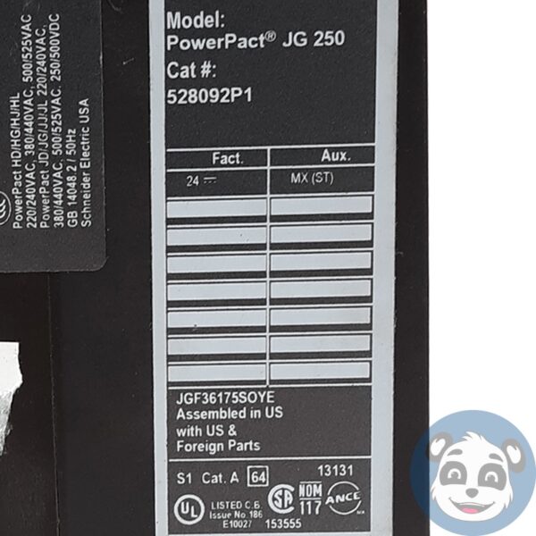 SQUARE D PowerPact JGF36175SOYE 175A 3P Circuit Breaker JG 250 AL175JD - "B" - Image 10