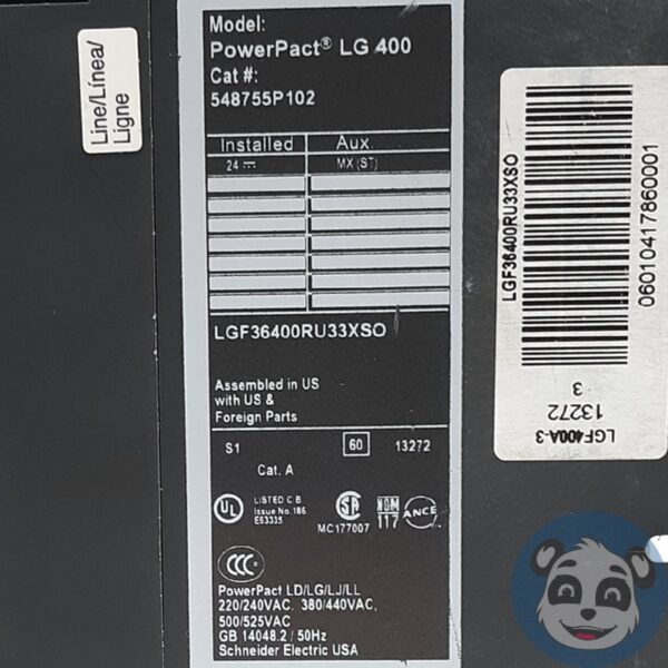 SQUARE D PowerPact LGF36400RU33X 400A 3P Circuit Breaker LG 400 AL600LS52 - "B" - Image 8