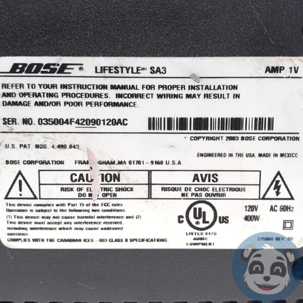 BOSE Lifestyle SA-3, 2-Channel Power Amplifier, w/ PSU, No Cords - "B" - Image 6