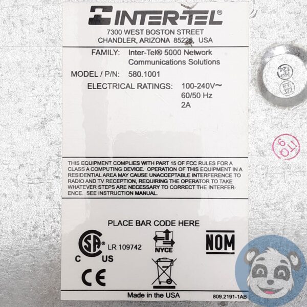 Lot of 2 INTER-TEL 580.1001 Digital Expansion Cabinets, with Power Supply - "B" - Image 6