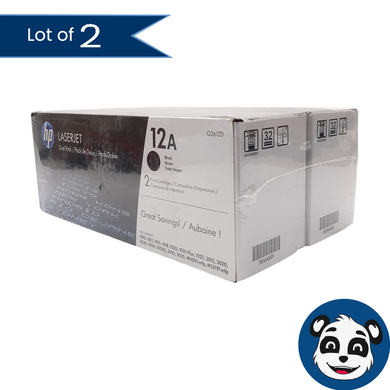 Lot of 2 HP Q2612D Black Toner Cartridges - "NEW"