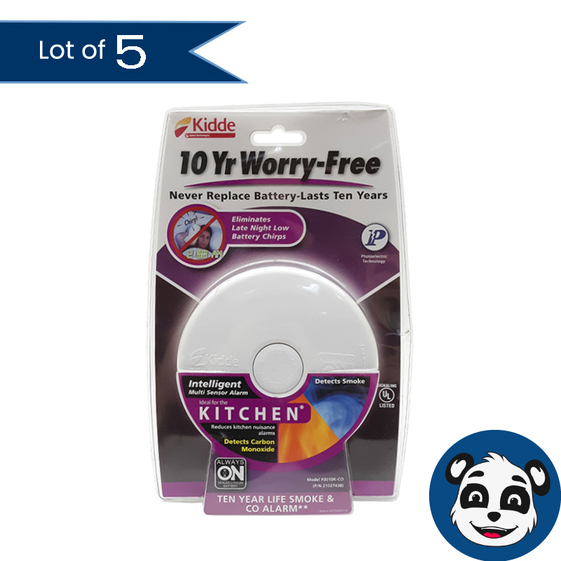 Lot of 5 KIDDE P3010K-CO 10-Year Battery Smoke CO Detectors - "NEW"