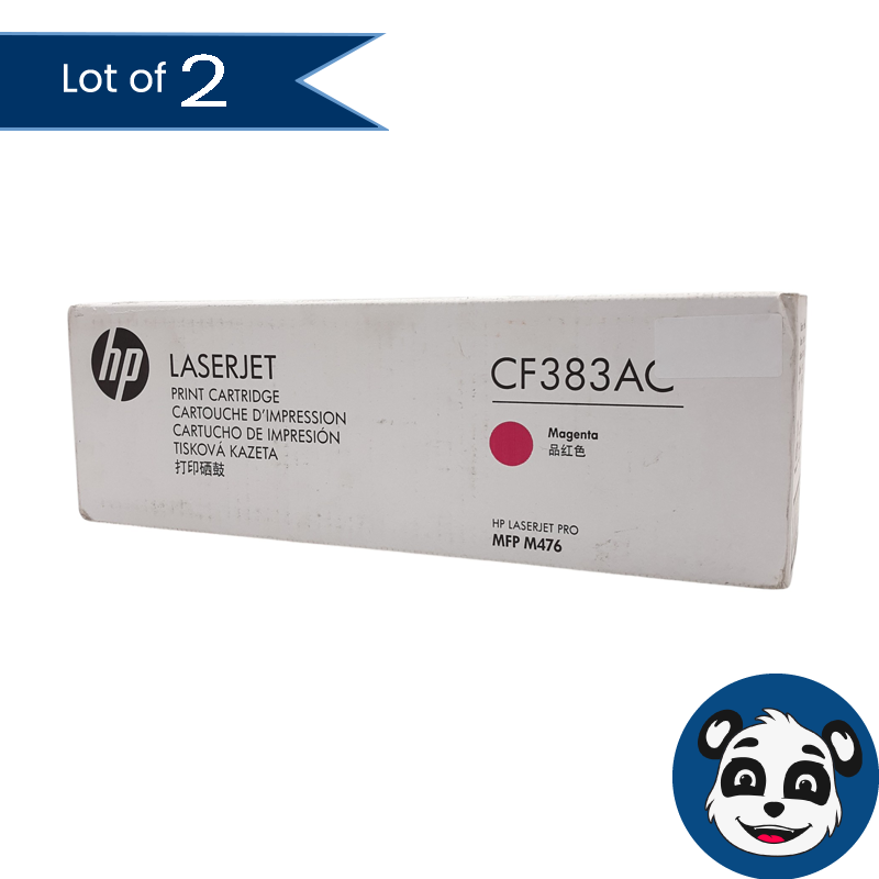 Lot of 2 HP CF383AC Magenta Toner Cartridge for Color LaserJet MFP M476 - "NEW"